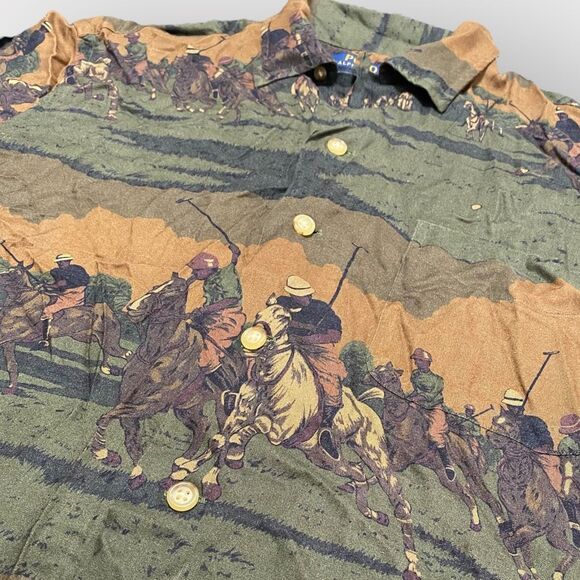 Polo Ralph Lauren Equestrian Riding Graphic Viscose Camp Shirt Mens size L NWT - Picture 3 of 12